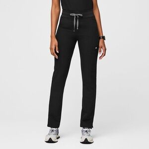 Figs High Waisted Yola Skinny Scrub Pants in Black